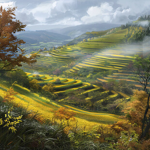 梦幻中国美田园风景