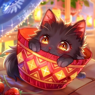 可爱小猫打非洲鼓头像