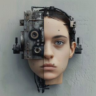 电路板拼凑人像