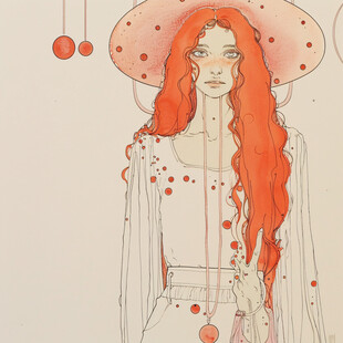 女性插画绘画时尚彩绘