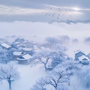 江南雪景水乡雪景