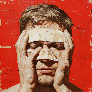 人脸色块拼接装饰画