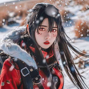 雪中红衣女孩