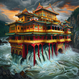 宫殿楼阁仙境仙人大殿