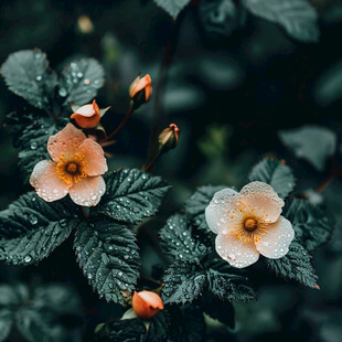 雨中花朵雨中绿植