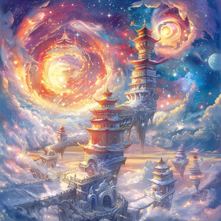 北欧美式天宫风景画