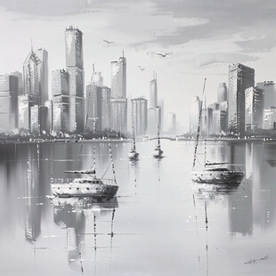 水面城市画