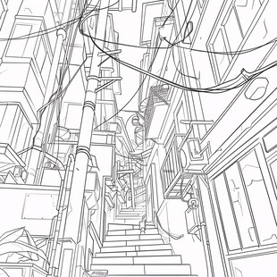 老居民区线描图