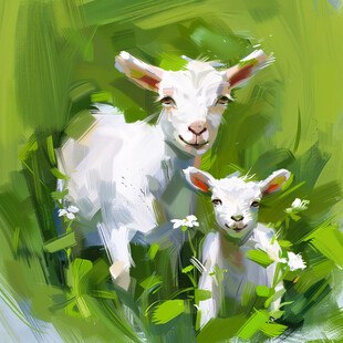 手绘山羊插画山羊