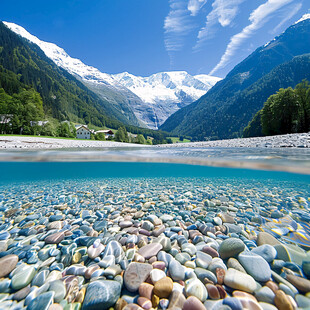 雪山河流玛尼石