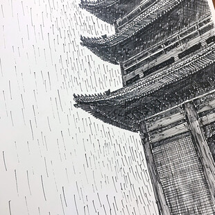 线描江南名楼