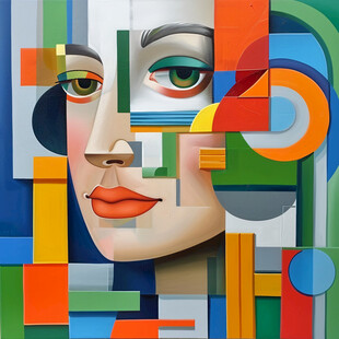 人脸色块拼接装饰画