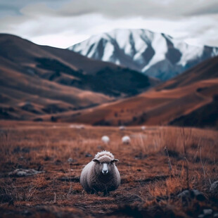 雪山草地羊群