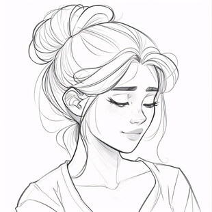 手绘女性侧脸