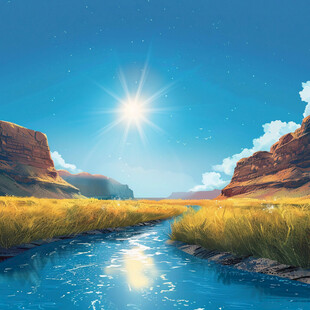 阳光晴朗风景插画