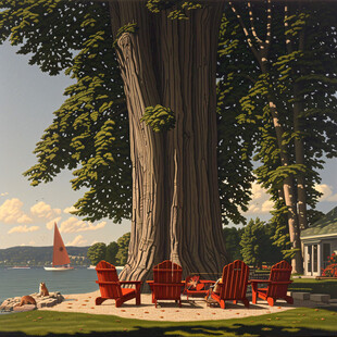 大树下休息场景