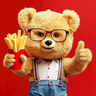 可爱小熊做点赞动作