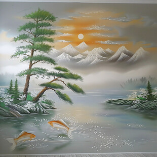 酒店客厅迎客松壁画