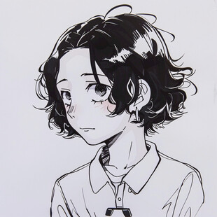 短发女孩线稿