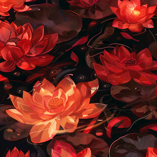 荷花灯手机壳插画