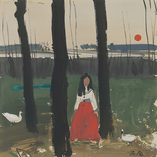 海边发呆的女孩