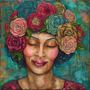 手绘女人花风格装饰画