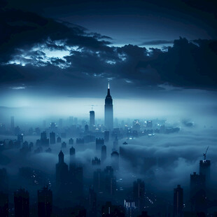 雾中的城市图片
