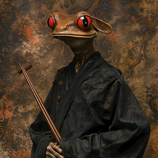 穿风衣的青蛙形象