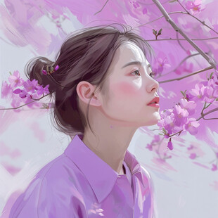桃花美人插画