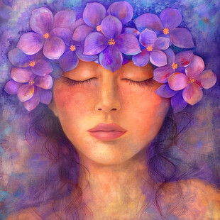 手绘女人花抽象装饰画