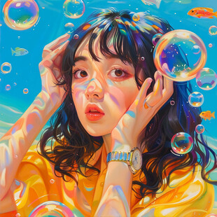 青春风少女插画