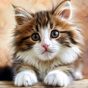 手绘大眼萌猫咪装饰画