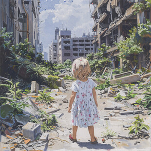水泥废墟插画