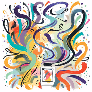 头发飘逸流行抽象画