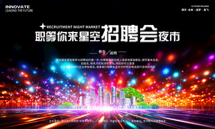 招聘会夜市展板