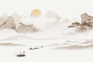新中式屏风山水画