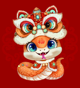 蛇年卡通插画
