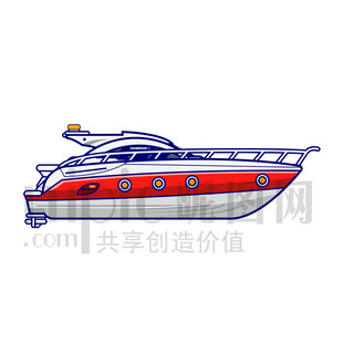卡通游艇快艇轮船