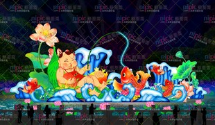 年娃 水面彩灯