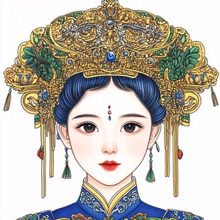 中式新娘插画