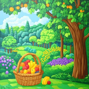 果园插画田园风光