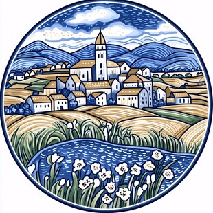 瑞士插画手绘装饰画