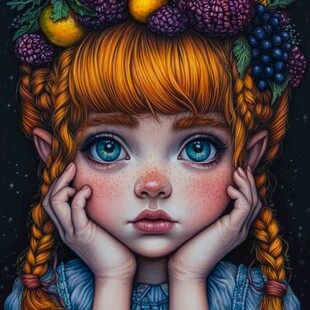 水果姑娘插画绘画