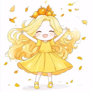 银杏树下的小女孩