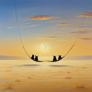 情侣荡秋千晚霞插画