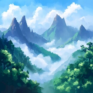 高山流云插画