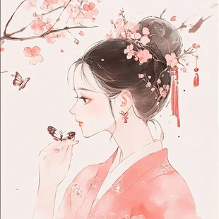 古风美女头像插画封面