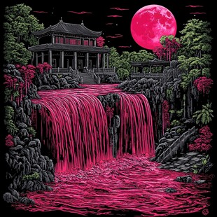 黄果树瀑布插画