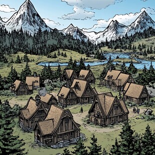 新疆禾木景区插画