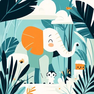 原创卡通大象插画